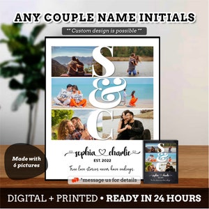 Regalo de collage de fotos de carta de nombre personalizado, novia de novio, ideas de regalos de aniversario para esposa de marido, collage de nombre de pareja #AN12