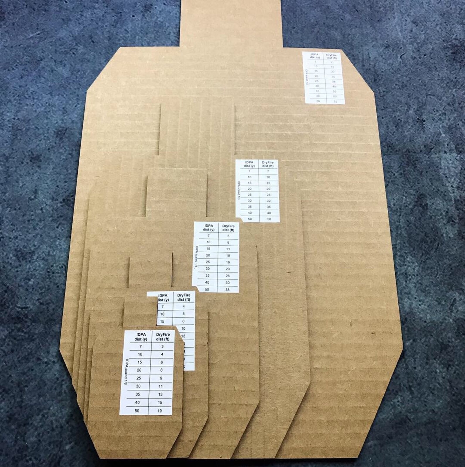 Reduced Size IDPA Targets Set of 5, Cardboard Targets, Dry Fire