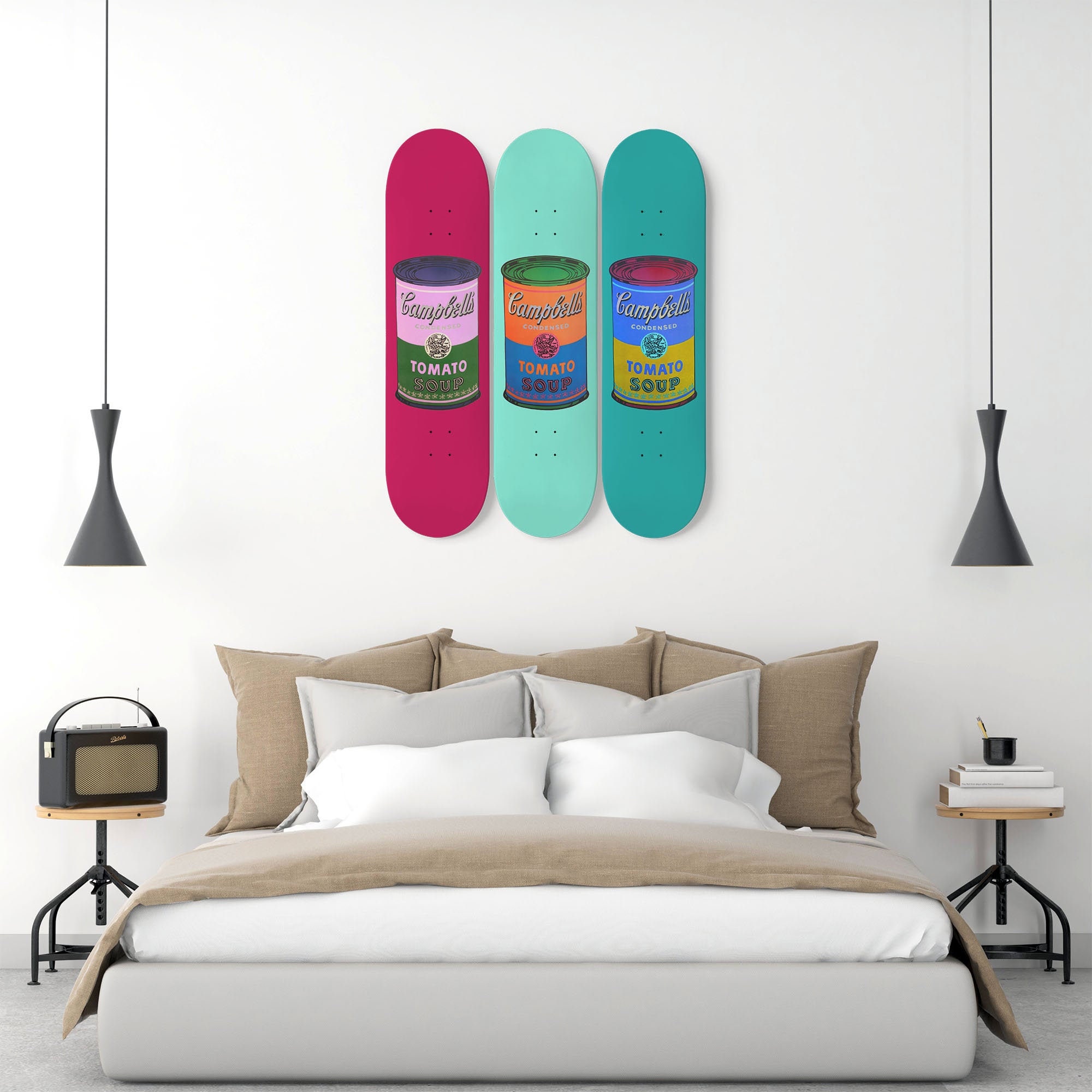 Skateboard Retro Pop Art Wall Art Colored Campbell Soup Andy | Etsy
