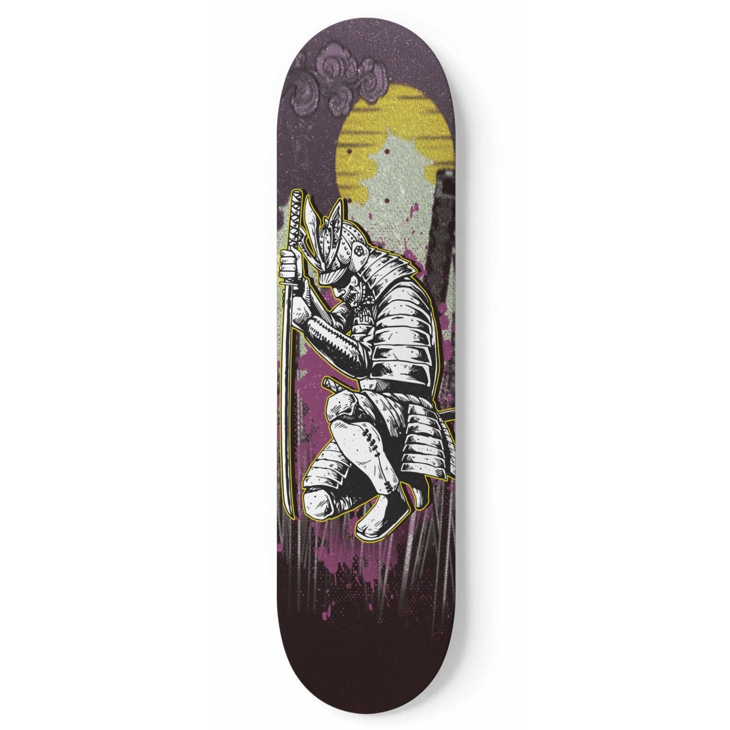 Kneeling Samurai Skateboard Wall Art Japanese Urban Wall Art | Etsy