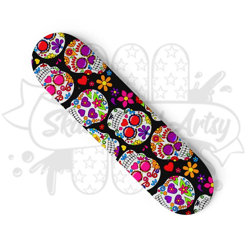 Skateboard Art Custom Unique Design Sugar Skulls Hanged Room Decoration Wall Accent Gift for Home Maple Wood