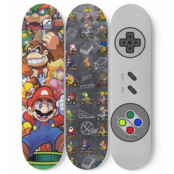 Super Mario And Kart Nostalgia 3 Piece Skateboard - Mario Kart Home Decor Super Mario And Kart Nostalgia 3 Piece Skateboard - Mario Kart Home Decor