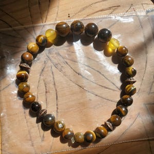 Tiger Eye and Yellow Agate Bracelet