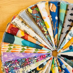 8"x8" Reusable Napkins / Baby Wipes, Set of 12 Flannel Cloths