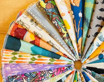 8"x8" Reusable Napkins / Baby Wipes, Set of 12 Flannel Cloths