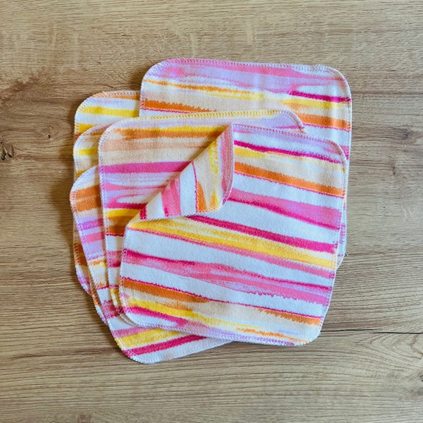 8”x8” Last Chance Prints | PINK SUNSET | Multi-Use Flannel Cloths | For kitchen, baby, cleaning, napkins, etc | 1 or 2 ply