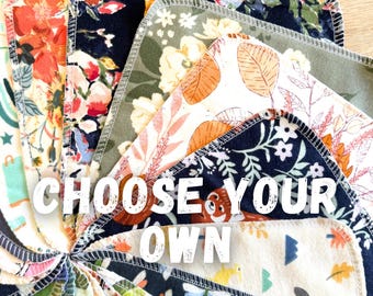 8x8” Choose Your Patterns: Flannel Cloth Napkins - Set of 12