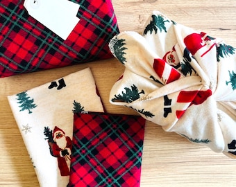 Reusable Flannel Gift Wrap | 20" Cotton Wrapping Cloth