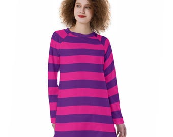 Cheshire Cat Inspired Women's Raglan Sleeve Dress ++Y