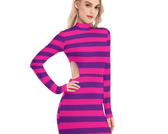Cheshire Cat Alice in Wonderland Women's Waist Hollow Hip Dress ++N