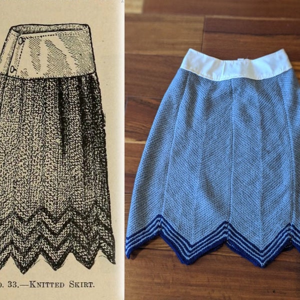 Victorian Knit Petticoat or Underskirt, 1890s antique knit skirt pattern