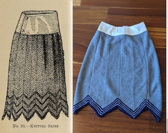 Victorian Knit Petticoat or Underskirt, 1890s antique knit skirt pattern