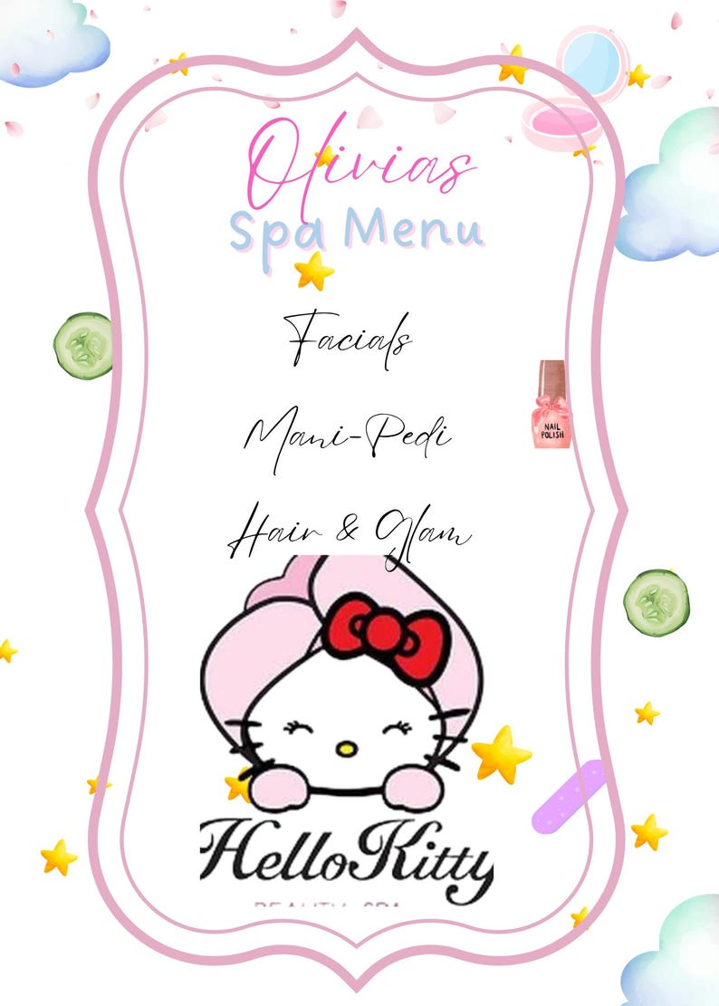 Rainbow Kitten Spa Party Signage | 8-piece Bundle | Editable in Canva ...