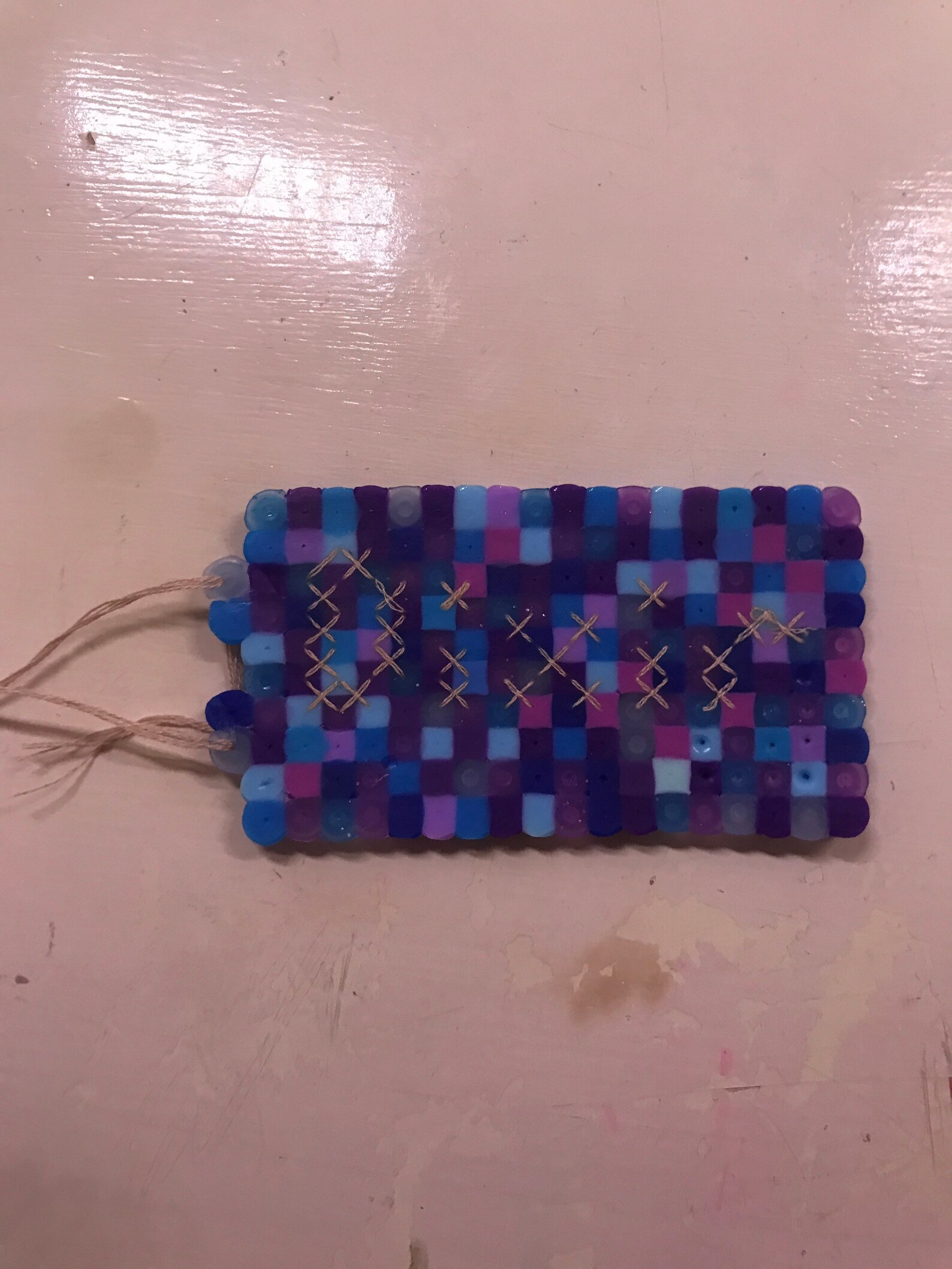 Perler Cross stitch name tag Etsy