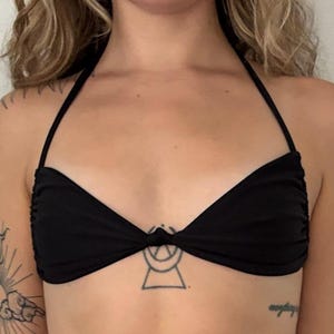 Bandeau Bikini Top with Knot - Summer Trendy Swimsuit - Swim Top - Strapless Bikini - Bandeau Bikini - Black Bikini - Sexy Bikini Top