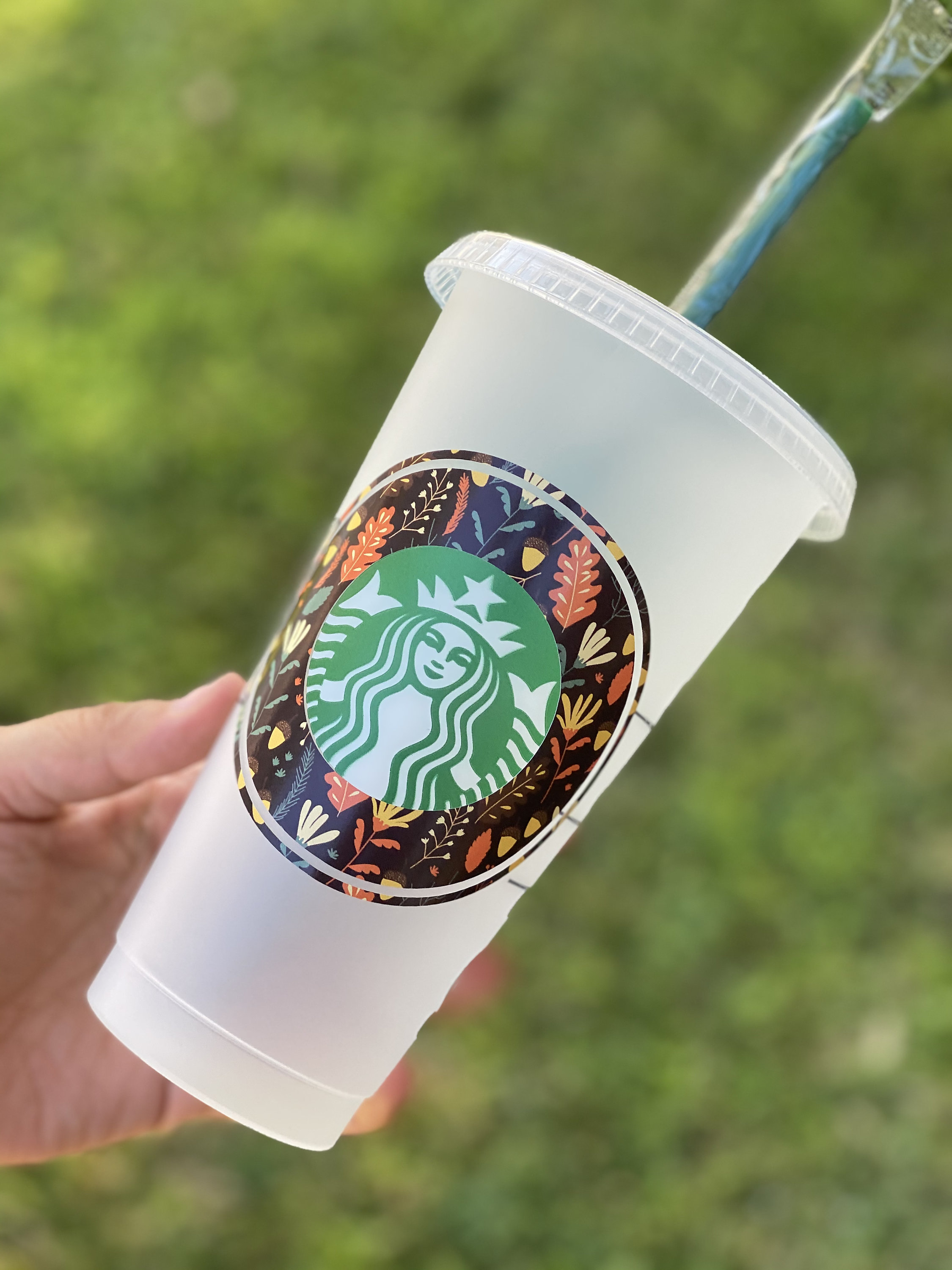 Fall Autumn Starbucks Reusable Venti Cup With Straw Logo and Etsy