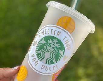 Sweeter than pan dulce Starbucks Cup | Personalized Reusable cup| Mexican Starbucks cup| Concha tumbler| Pan Dulce cold cup| Spanish cup