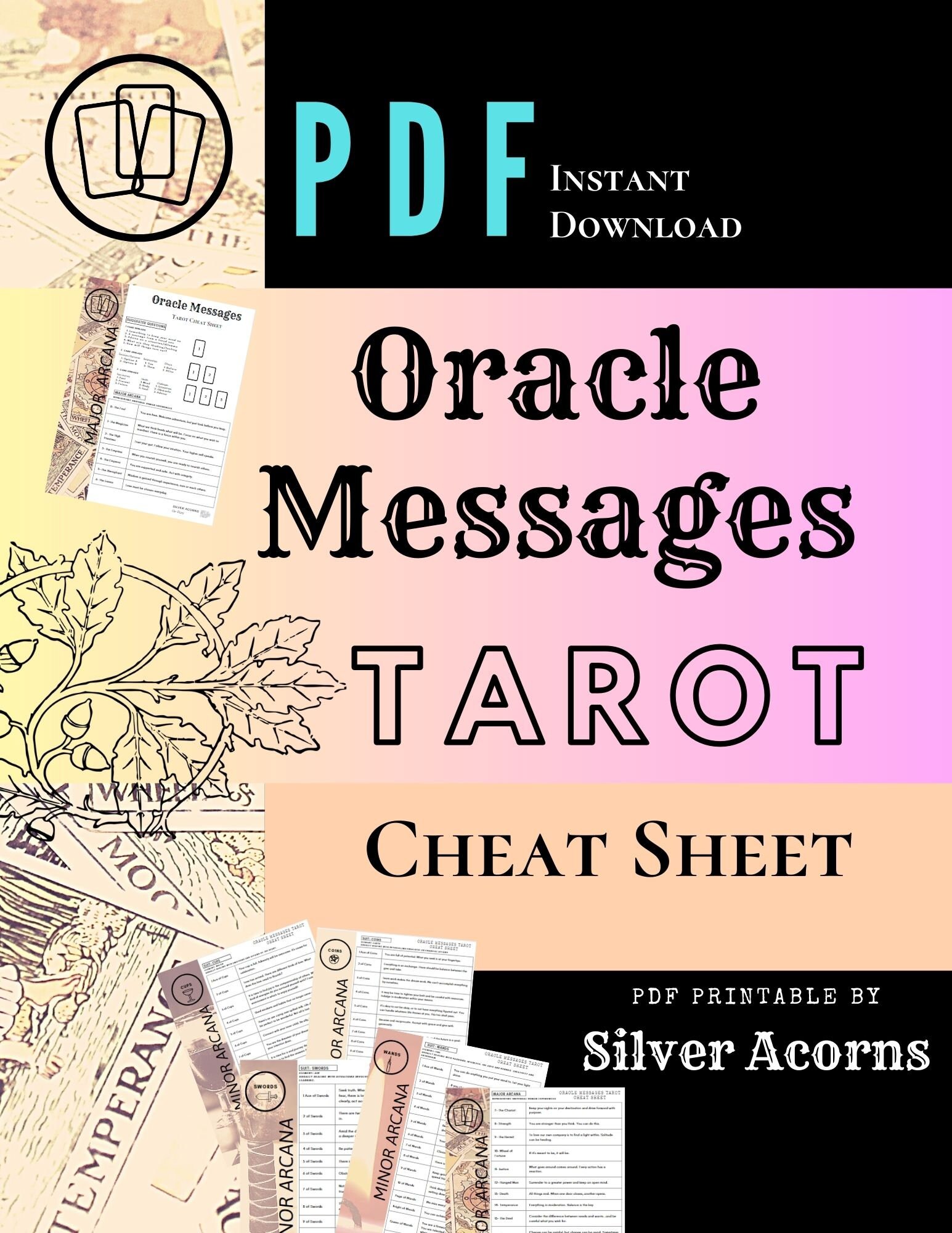 Tarot Cheat Sheet Oracle Messages - Etsy