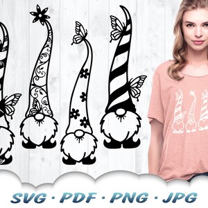 Blumenzwerg SVG Bundle - Gartenzwerg SVG-Dateien für Cricut - Schmetterling geschnitten Datei - 4 Frühlingszwerg Schneidedateien - Blumenzwerg Clipart Aufbügeln