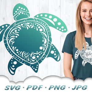 Anpassbare Meeresschildkröte SVG - Mandala SchildkrötenSvg-Dateien für Cricut - StrandSvg Schnittdateien - MandalaSvg -Schildkröte Clipart Aufbügeln