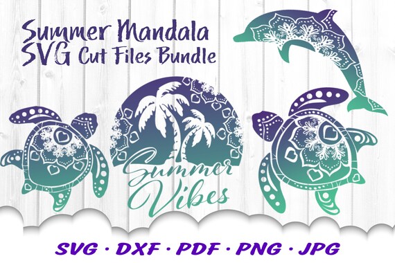 Summer Vibes Beach Mandala SVG Bundle Turtle Svg Summer | Etsy