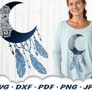 Celestial Dream Catcher Mandala SVG - Pliki Dream Catcher SVG dla Cricut - Mandala Moon Svg - Boho Dreamcatcher Svg - Wzór Mandali Svg