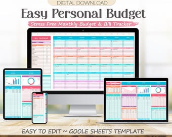 Budget Management Planner Google Sheets Spreadsheet: Monthly Budget Tracker, Bill Calendar