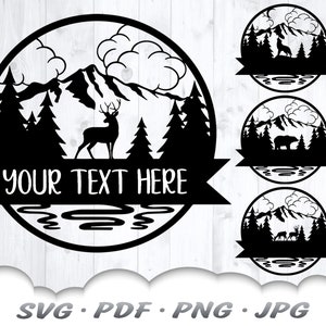 Mountain Monogram SVG Bundle - Mountain Svg Files For Cricut - Bear Svg -  Deer Svg - Wolf Svg - Mountain Wall Décor - Clipart Iron On