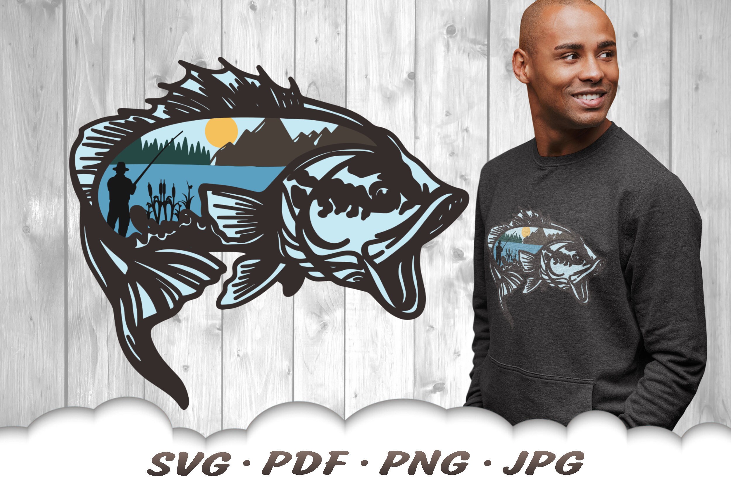 Download Layered Fishing Svg Fish Svg Files For Cricut Bass Fish Etsy