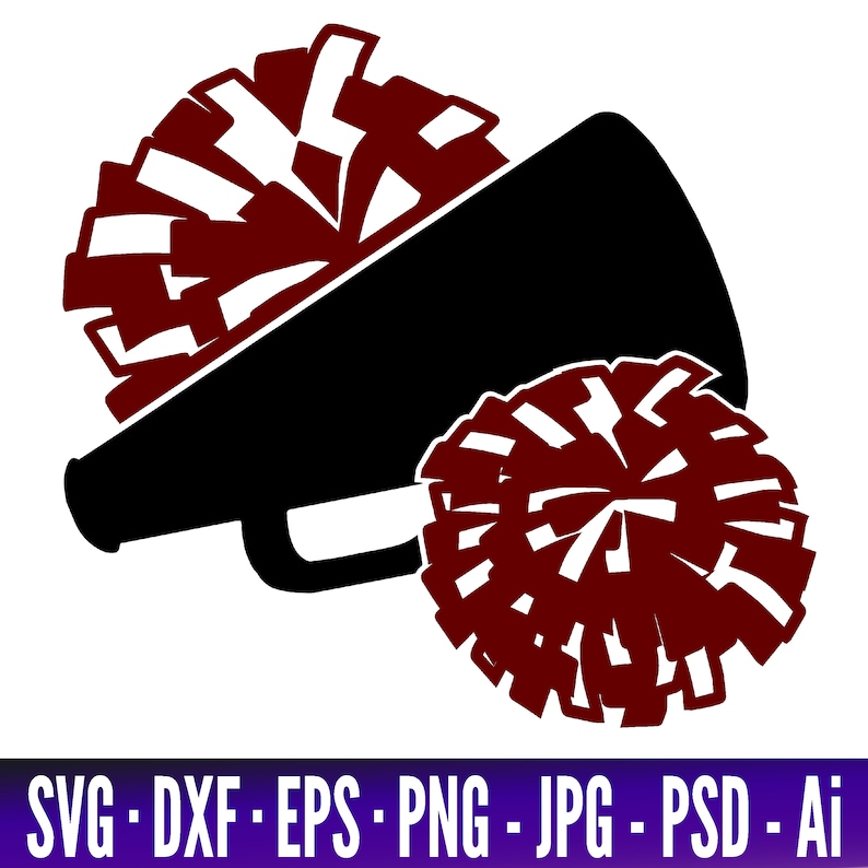 Cheer SVG Cheerleader SVG Megaphone Pom Poms SVG Cheer Etsy
