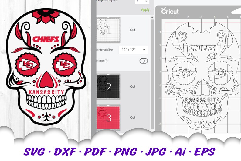 Download Kansas City CHIEFS Sugar Skull Svg Chiefs Svg Files For | Etsy