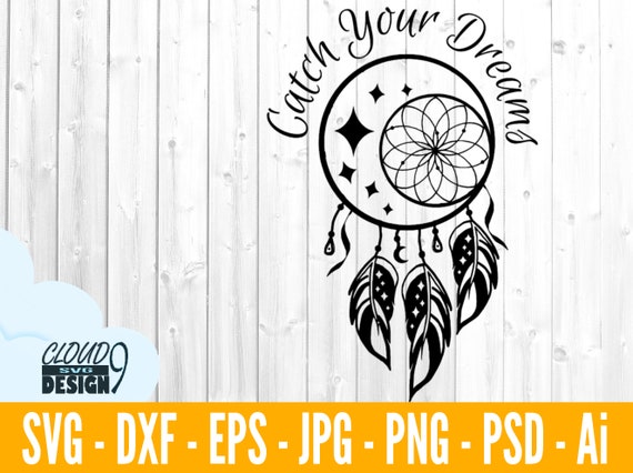 Celestial Moon Stars Dream Catcher Svg Celestial Svg Dream Etsy