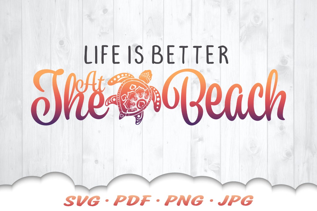 Beach Life Mandala Sea Turtle SVG Files for Cricut Life is - Etsy