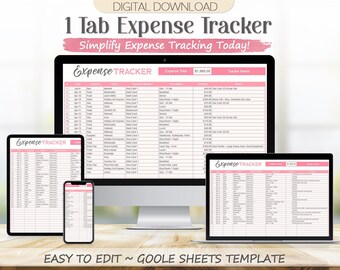 Expense Tracker Google Sheets Template: Printable & Digital Expense Log Spreadsheet