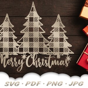 Feliz Natal Árvore Svg - Arquivos Svg de Natal para Cricut - Xadrez Svg - Feliz Natal Svg - Clipart de Natal Iron On - Cartão de Natal