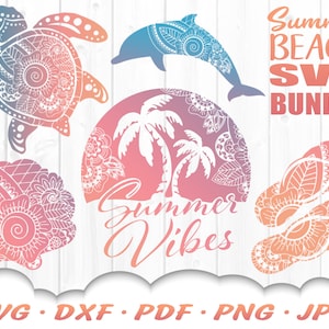 Mandala strand SVG bundel - Mandala zeeschildpad Svg - strand Svg-bestanden voor Cricut - Summer Vibes Svg - mandala Svg - strand Clipart opstrijkbare