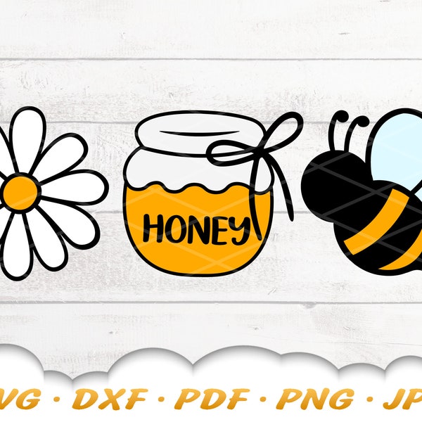 Floral Bee SVG - Bee Svg - Honey Svg - Bee Png - Daisy Svg - Honey Bee Svg - Bumble Bee Svg - Bee Clipart - Flower Svg - Cricut Silhouette