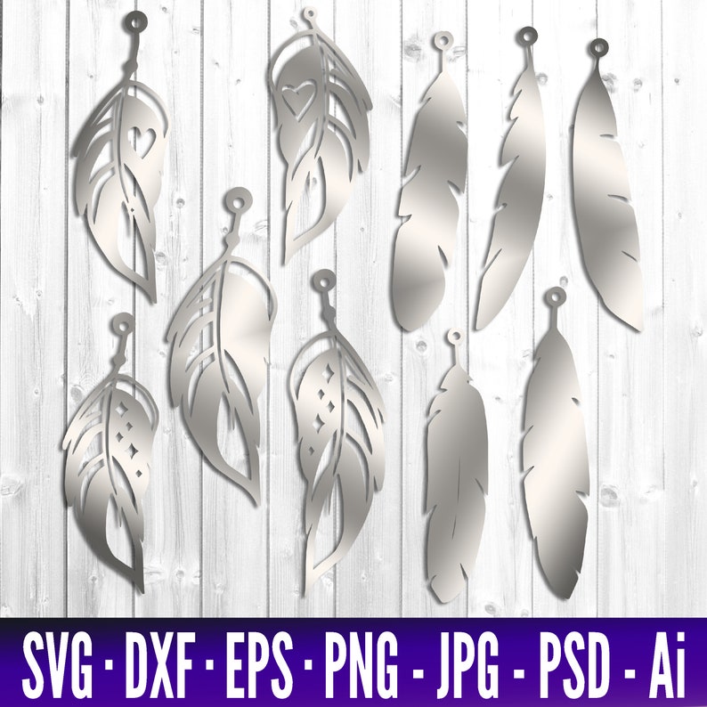 Feathers Earring SVG Earring Template SVG Leather Earring - Etsy