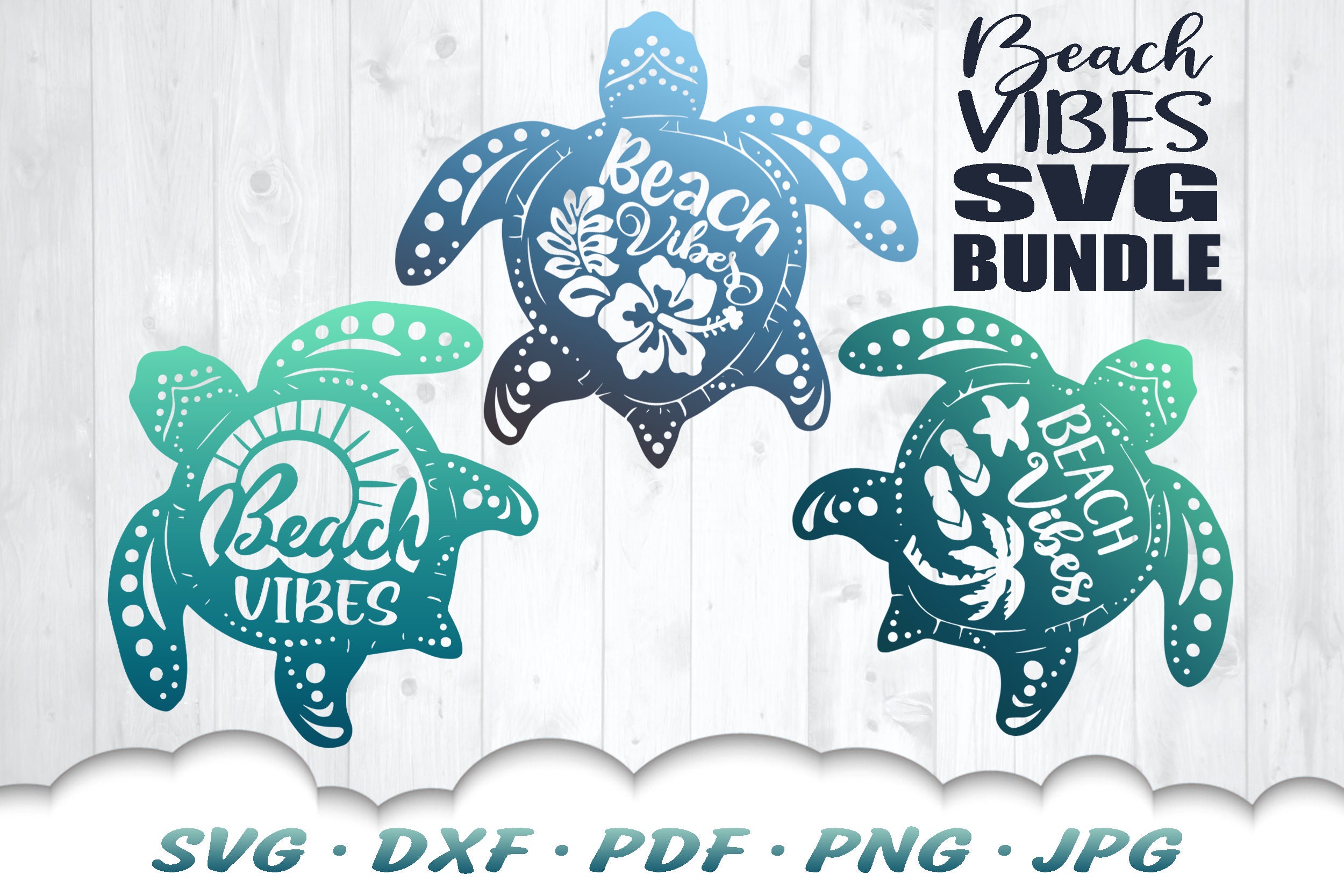 Beach Vibes Turtle Svg Bundle Sea Turtle Svg Files For | Etsy