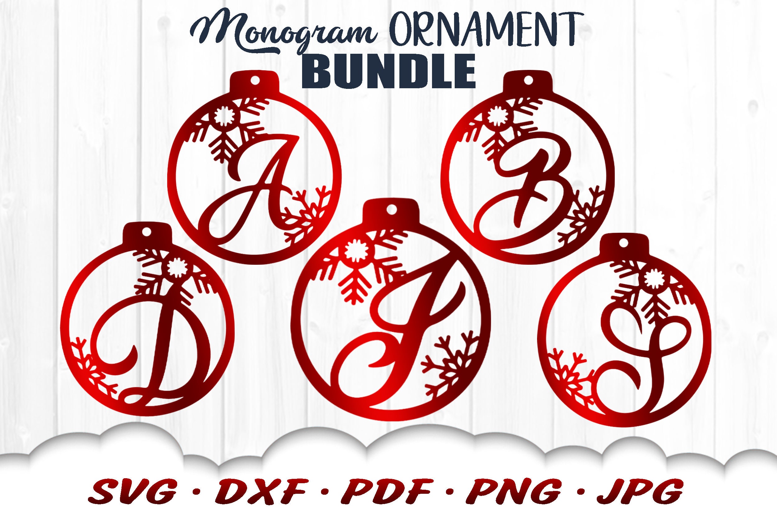 Monogram Ornament Svg Bundle Christmas Svg Files for Cricut - Etsy