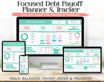 Debt Payoff Tracker Google Sheets Template, Snowball & Avalanche Digital Planner Spreadsheet