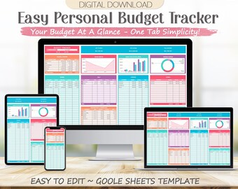Personal Budget Tracker Google Sheets Spreadsheet: Monthly Budget Planner