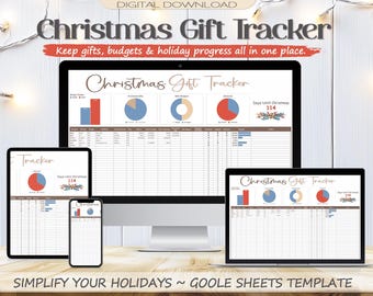 Christmas Gift Tracker Google Sheets Template, Holiday Planner Budget Card Tracker Spreadsheet