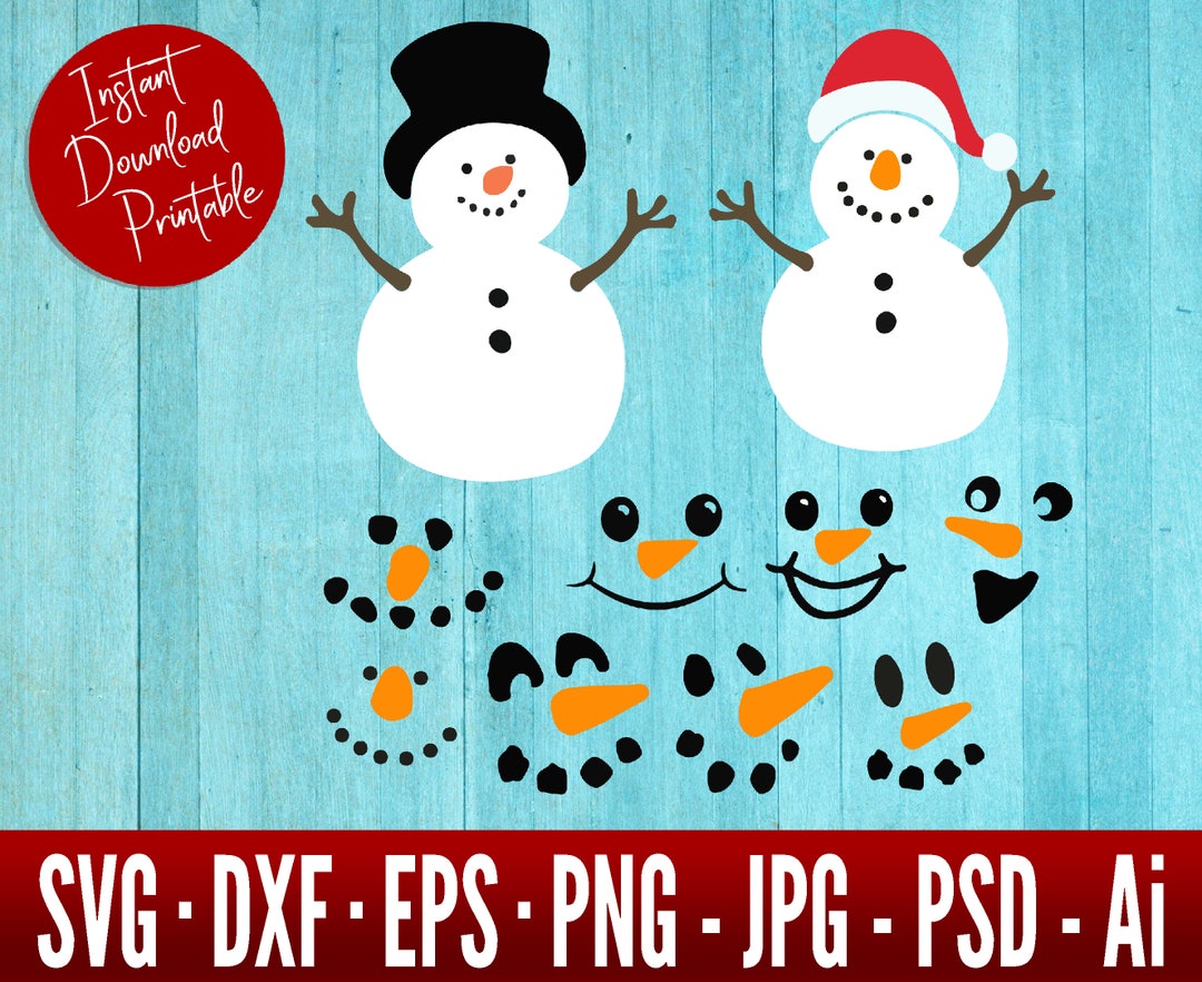 Christmas SVG Bundle - Snowman Face SVG Bundle - SVG Files for Cricut ...