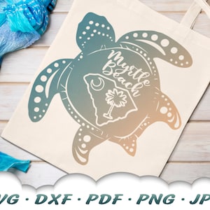 Myrtle Beach Turtle Svg - Sea Turtle Svg Files For Cricut - South Carolina Myrtle Beach Svg - Summer Beach Svg Cut Files - Turtle Dxf Files