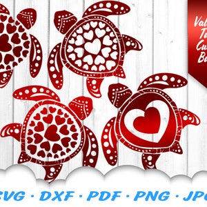 Valentine Herz Meeresschildkröte SVG-Bundle - Meeresschildkröte SVG-Dateien für Cricut - Valentinstag Clip Art - Schildkröte SVG Aufkleber - Wand Kunst Herz