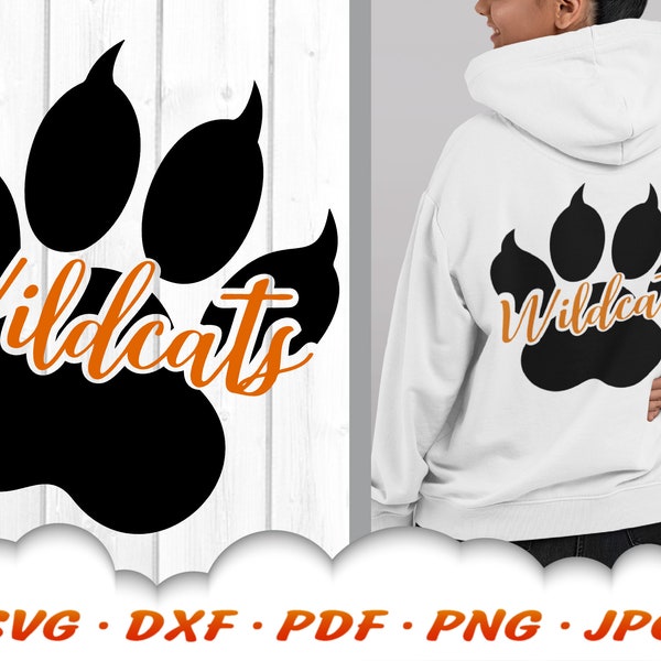 Archivos SVG de gatos salvajes para Cricut - Gatos salvajes SVG - Gato salvaje svg - Animadora SVG - Gatos salvajes pata svg archivos de corte - Equipo deportivo de gatos salvajes svg