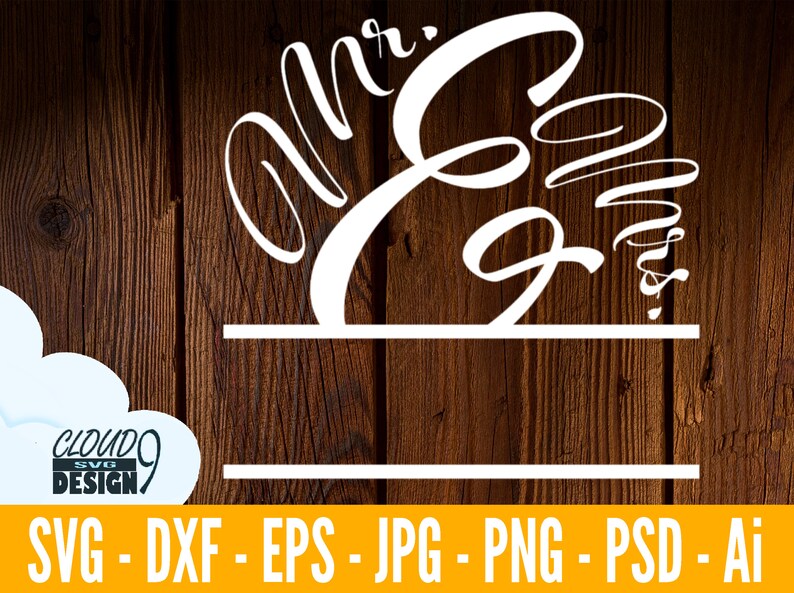 Download Mr. And Mrs. Split Monogram Frame SVG Monogram SVG Files For | Etsy