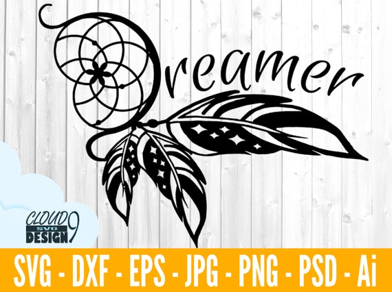 Download Dreamer SVG Dream Catcher SVG Feather SVG Feathers Svg | Etsy