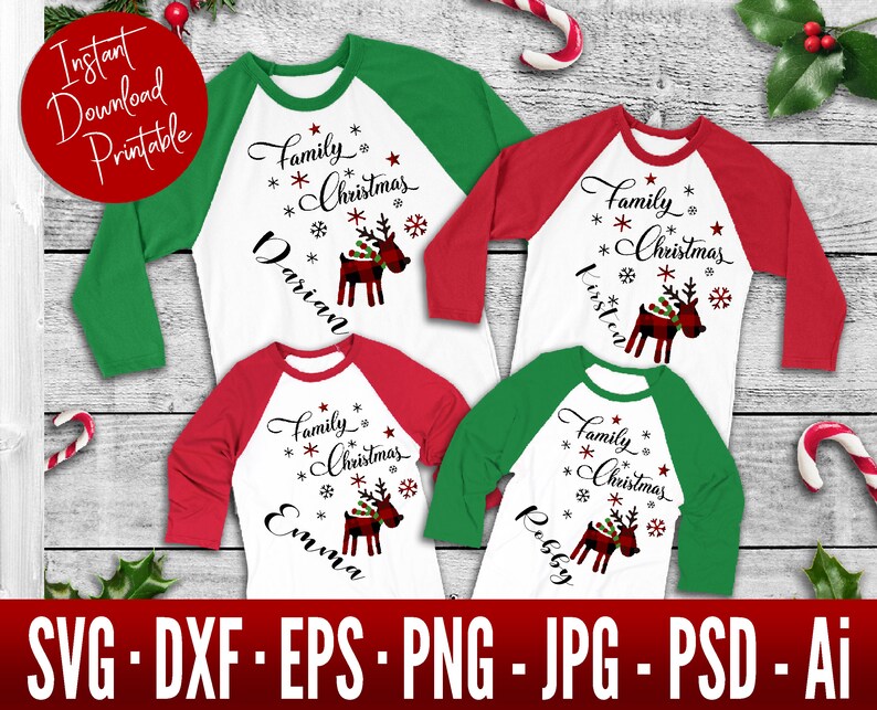 Buffalo Plaid Reindeer SVG Bundle Family Christmas Shirts  Etsy
